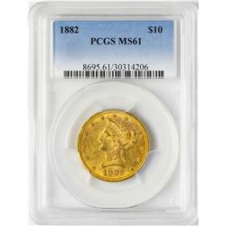 1882 $10 Liberty Head Eagle Gold Coin PCGS MS61