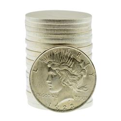 Roll of (20) Brilliant Uncirculated 1923 $1 Peace Silver Dollar Coins