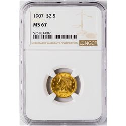 1907 $2 1/2 Liberty Head Quarter Eagle Gold Coin NGC MS67