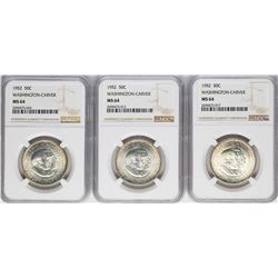 Lot of (3) 1952 Washington-Carver Commemorative Half Dollar Coins NGC MS64