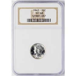 1942 Proof Mercury Dime Coin NGC PF68