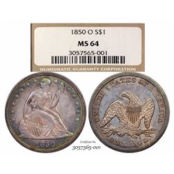 None Finer 1850-O $1 Seated Liberty Dollar Coin NGC MS64