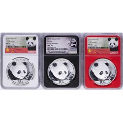 Lot of (3) 2018 China Panda Silver Coins NGC MS70 Early Releases