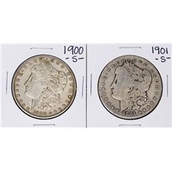 Lot of 1900-S & 1901-S $1 Morgan Silver Dollar Coins