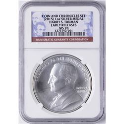 2015 Harry S. Truman Silver Medal NGC MS70 Early Releases