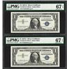 Image 1 : Lot of (2) 1957A $1 Silver Certificate Notes PMG Superb Gem Unc. 67EPQ