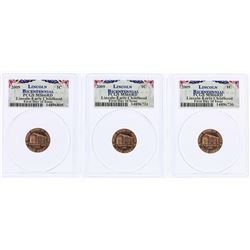 Lot of (3) 2009 Bicentennial Lincoln Cent Coins PCGS MS66RD First Day of Issue