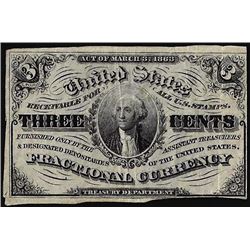 March 3, 1863 3 Cents Third Issue Fractional Currency Note