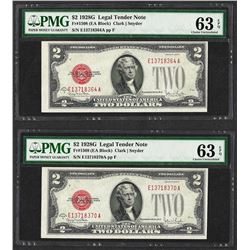 Lot of (2) 1928G $2 Legal Tender Notes Fr.1508 PMG Choice Uncirculated 63EPQ