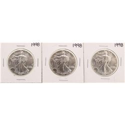 Lot of (3) 1998 $1 American Silver Eagle Coins