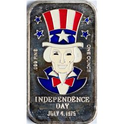 July 4, 1975 Independence Day Enamel Silver Art Bar
