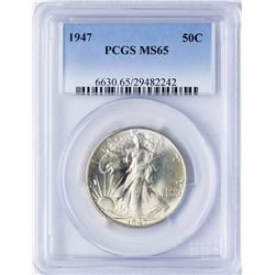 1947 Walking Liberty Half Dollar Coin PCGS MS65