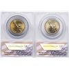 Image 2 : Lot of (2) 2007-2008 Presidential Oath Dollar Coins ANACS MS66