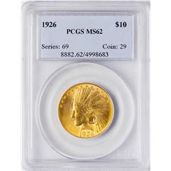 1926 $10 Indian Head Eagle Gold Coin PCGS MS62