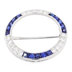 14KT White Gold 2.00 ctw Sapphire and Diamond Pin
