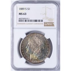 1889-S $1 Morgan Silver Dollar Coin NGC MS63 Amazing Toning