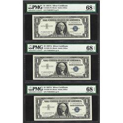 Lot of (3) Consecutive 1957A $1 Silver Certificate Notes PMG Superb Gem Unc. 68E