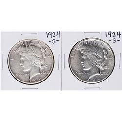 Lot of (2) 1924-S $1 Peace Silver Dollar Coins