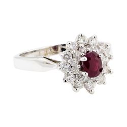 14KT White Gold 0.60 ctw Diamond and Ruby Ring