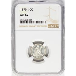 1879 Seated Liberty Dime Coin NGC MS67