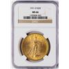 Image 1 : 1911-D $20 St. Gaudens Double Eagle Gold Coin NGC MS66