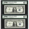 Image 1 : Lot of (2) Consecutive 1957A $1 Silver Certificate Notes PMG Superb Gem Unc. 67E