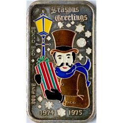 1974-1975 Season's Greetings Enamel Silver Art Bar