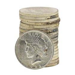 Roll of (20) Brilliant Uncirculated 1922 $1 Peace Silver Dollar Coins