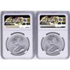 Image 2 : Lot of (2) 2018 South Africa Krugerrand Silver Coins NGC MS69 First Day of Issue