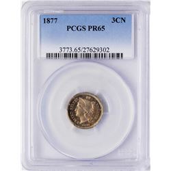 1877 Proof 3 Cent Nickel Coin PCGS PR65