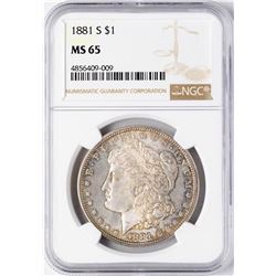 1881-S $1 Morgan Silver Dollar Coin NGC MS65 Nice Reverse Toning