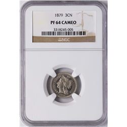 1879 Proof Three Cent Nickel Coin NGC PF64 Cameo