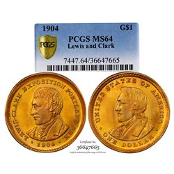 1904 $1 Lewis & Clark Commemorative Gold Dollar Coin PCGS MS64