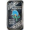Image 1 : April 1974 Happy Birthday Enamel Silver Art Bar