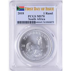 2018 South Africa Krugerrand Silver Coin PCGS MS70 First Issue