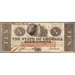 1862 $10 The State of Georgia Obsolete Note