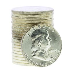 Roll of (20) Brilliant Uncirculated 1963 Franklin Half Dollar Coins