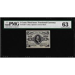 March 3, 1863 5 Cents Third Issue Fractional Currency Note PMG Choice Uncirculat
