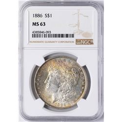 1886 $1 Morgan Silver Dollar Coin NGC MS63 Nice Toning