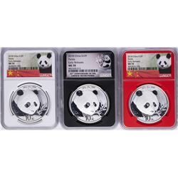 Lot of (3) 2018 China Panda Silver Coins NGC MS70 Early Releases
