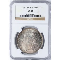 1921 $1 Morgan Silver Dollar Coin NGC MS64