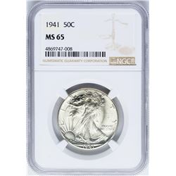 1941 Walking Liberty Half Dollar Coin NGC MS65