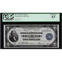 1918 $2 Battleship $2 Federal Reserve Bank Note Chicago Fr.765 PCGS Choice New 6