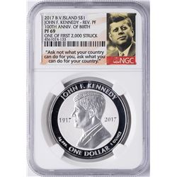 2017 British Virgin Island $1 Reverse Proof Kennedy Coin NGC PF69