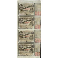 Uncut Sheet of (4) State of Louisiana Baby Bond Obsolete Notes