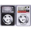 Image 1 : Lot of (2) 2018 China Panda Silver Coins NGC MS70 Early Releases