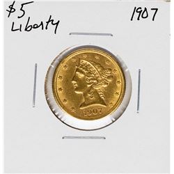 1907 $5 Liberty Head Half Eagle Gold Coin