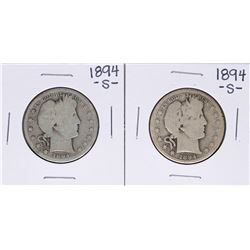 Lot of (2) 1894-S Barber Half Dollar Coins