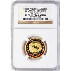 2000P Australia $100 Olympics Stadium Commemorative Gold Coin NGC PF69 Ultra Cam