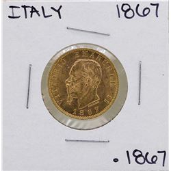 1867 Italy 20 Lire Umberto Gold Coin